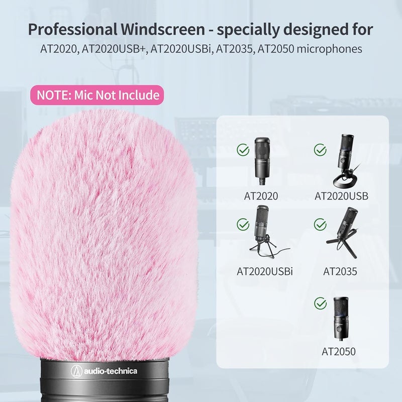 JYUVICT Pop Filter for Audio-Technica AT2020 Microphone，Mic Covers Foam with Furry Windscreen Muff Windshield Acoustic Recording Filter and Noise for AT2020USB AT2035 AT2040 AT2050 ATR2500 ATR2500X AT4040 - Image 3